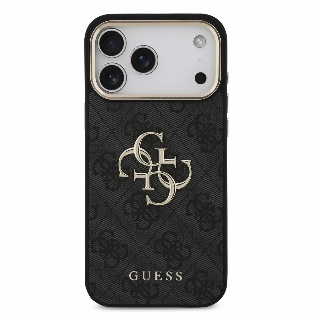 Dėklas Guess PU 4G Metal Logo Strap Case, skirta iPhone 18 Pro Max, juoda