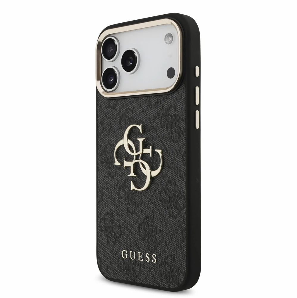 Dėklas Guess PU 4G Metal Logo Strap Case, skirta iPhone 18 Pro Max, juoda