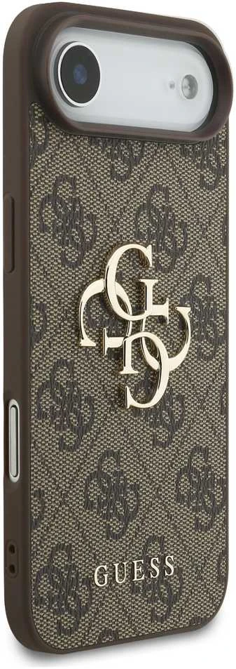Dėklas „Guess PU 4G“ metalinis logotipo dirželis, skirtas „Apple iPhone Air“, rudos spalvos