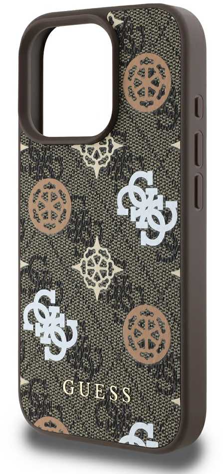 Guess PU 4G Peony MagSafe Apple iPhone 16 Pro dėklas telefonui rudos spalvos