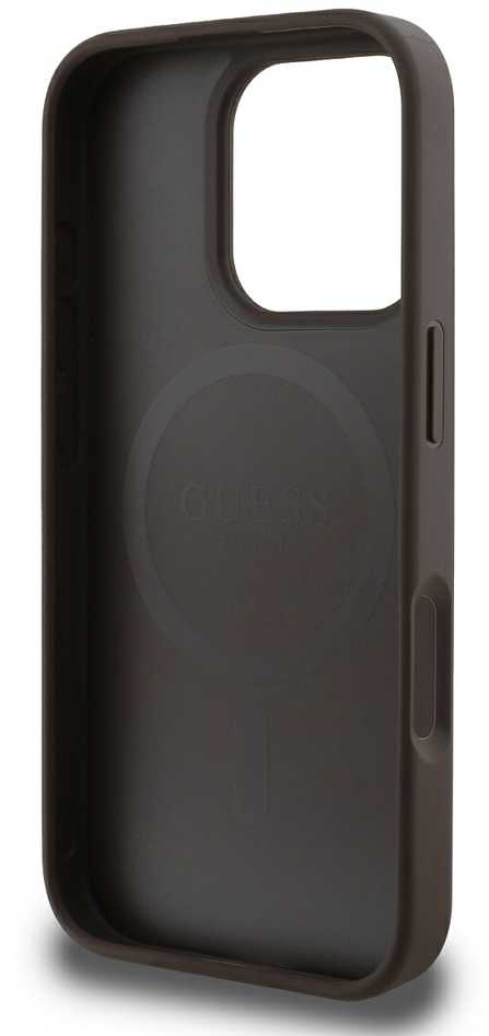 Guess PU 4G Peony MagSafe Apple iPhone 16 Pro dėklas telefonui rudos spalvos