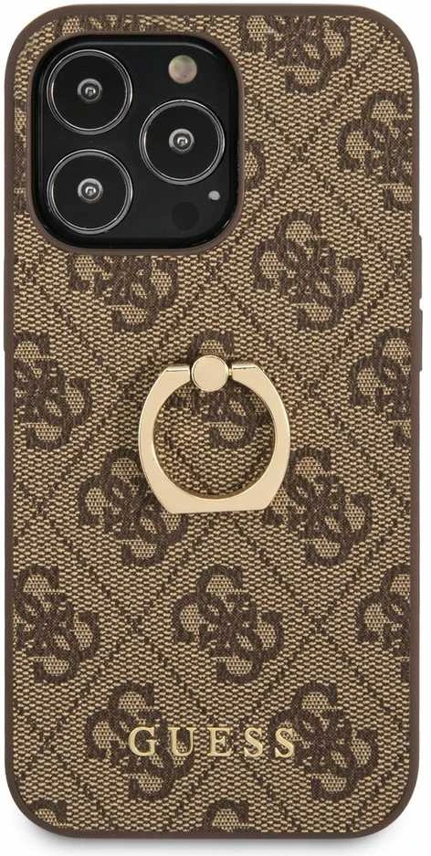 Apple iPhone 13 Pro Guess dėklas 4G with Ring Stand (GUHCP13L4GMRBR) rudos spalvos
