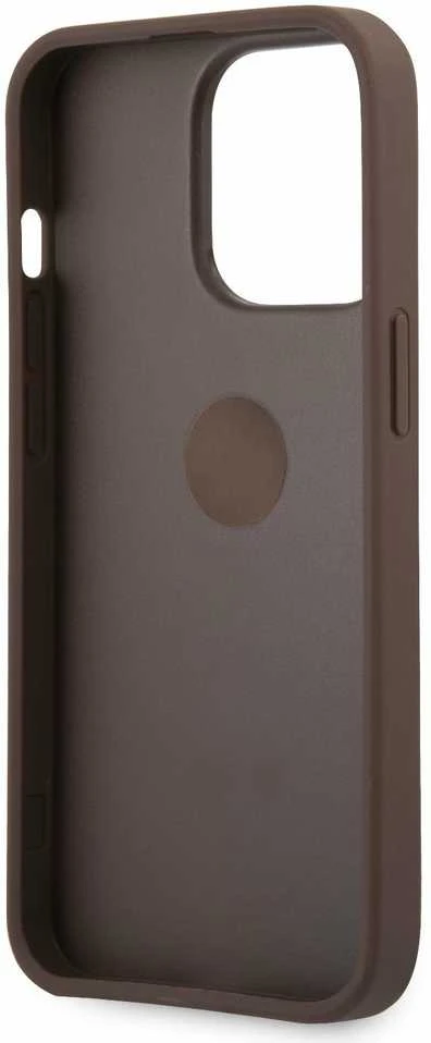 Apple iPhone 13 Pro Guess dėklas 4G with Ring Stand (GUHCP13L4GMRBR) rudos spalvos