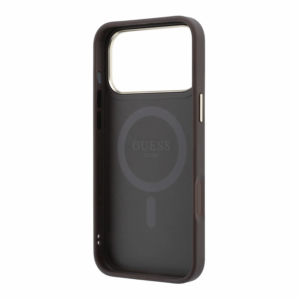Dėklas Guess PU 4G Ring Stand MagSafe Case for iPhone 18 Pro Max Brown