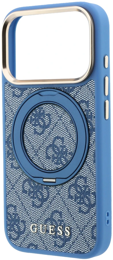 Dėklas Guess PU 4G Ring Stand MagSafe Case, skirtas iPhone 18 Pro, mėlynas