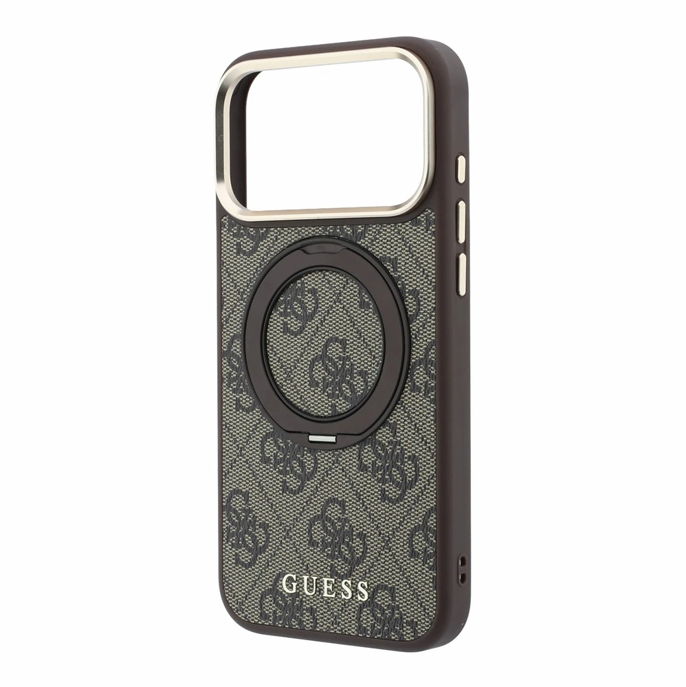 Dėklas Guess PU 4G Ring Stand MagSafe Case for iPhone 18 Pro Max Brown