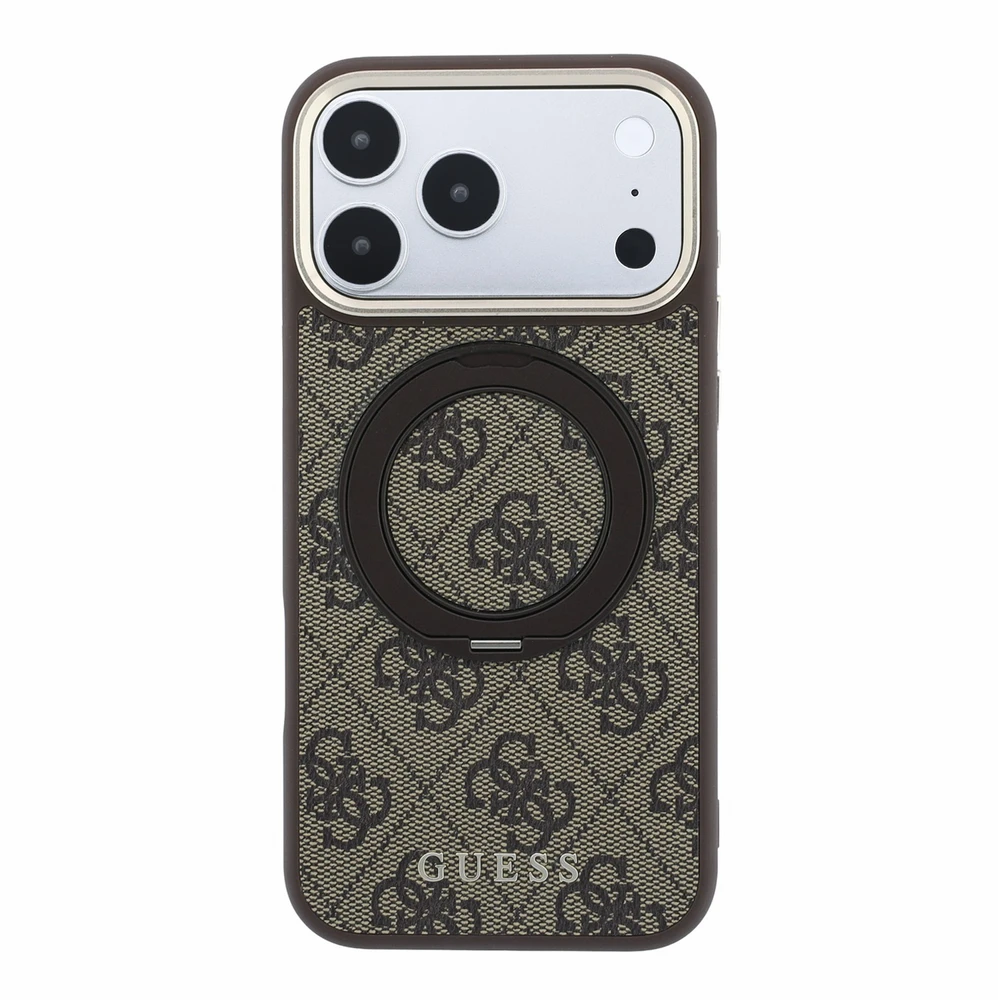 Dėklas Guess PU 4G Ring Stand MagSafe Case for iPhone 18 Pro Max Brown
