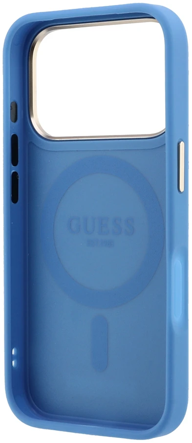 Dėklas Guess PU 4G Ring Stand MagSafe Case, skirtas iPhone 18 Pro, mėlynas