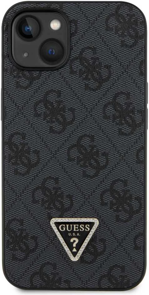 Guess GUHCP15SP4TDSCPK Apple iPhone 15 / 14 / 13 6.1″ juodos spalvos kietas dėklas Crossbody 4G Metal Logo