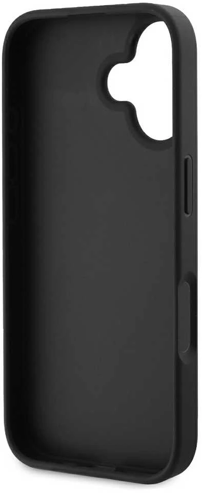 Guess GUHCP16SP4TDSCPK Apple iPhone 16 6.1″ juodos spalvos kietas dėklas Leather Metal Logo Strass Crossbody