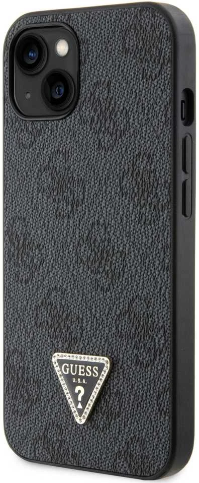 Guess GUHCP15SP4TDSCPK Apple iPhone 15 / 14 / 13 6.1″ juodos spalvos kietas dėklas Crossbody 4G Metal Logo