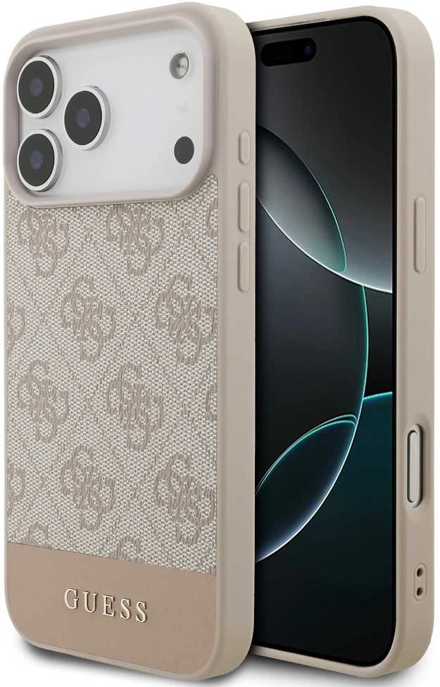 Guess PU 4G Stripe dėklas skirtas Apple iPhone 17 Pro Max Rožinė