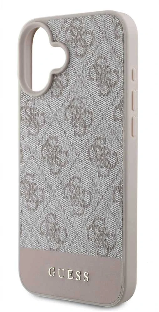 Guess GUHCP16SG4GLPI Apple iPhone 16 6.1″ rožinės spalvos harddėklas 4G Bottom Stripe