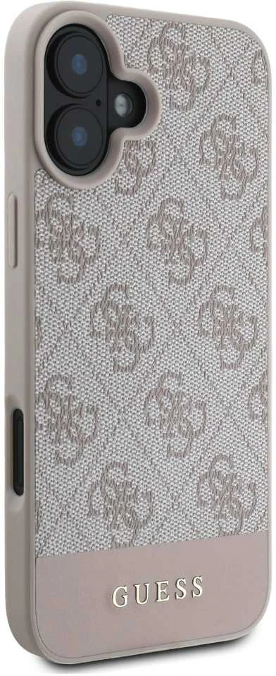 Guess GUHCP16SG4GLPI Apple iPhone 16 6.1″ rožinės spalvos harddėklas 4G Bottom Stripe