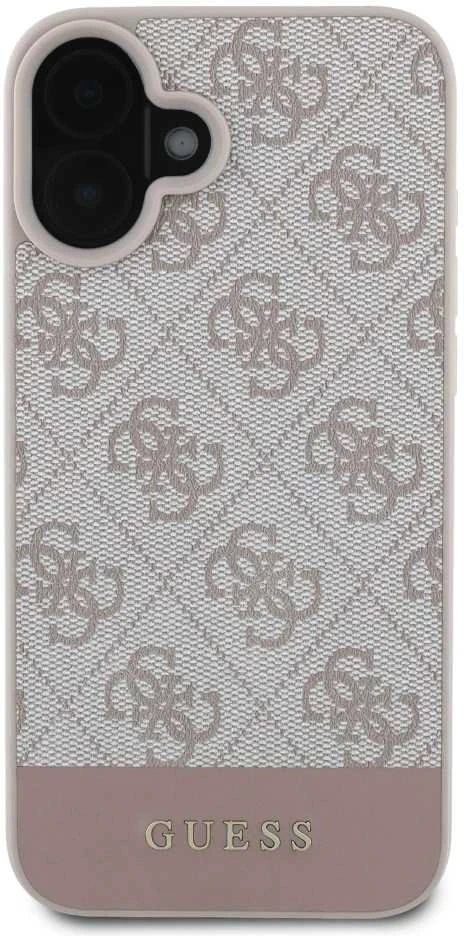 Guess GUHCP16SG4GLPI Apple iPhone 16 6.1″ rožinės spalvos harddėklas 4G Bottom Stripe