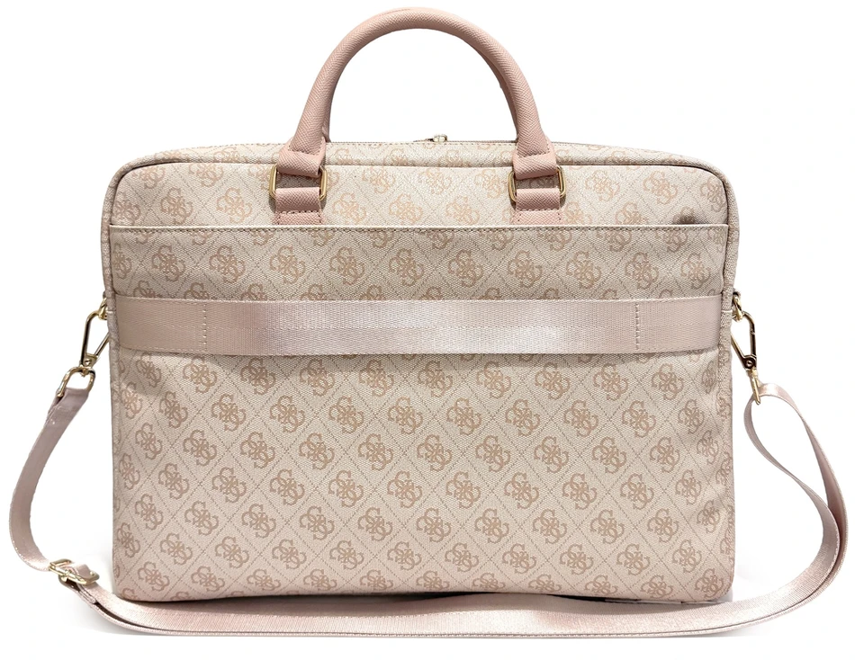 Guess PU 4G Stripe Metal Logo kompiuterio krepšys 14" rožinis