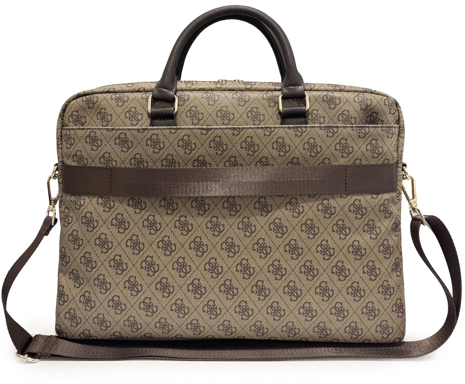 Guess PU 4G Stripe Metal Logo kompiuterio krepšys 14" rudas