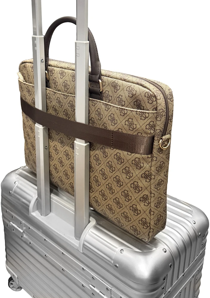Guess PU 4G Stripe Metal Logo kompiuterio krepšys 14" rudas