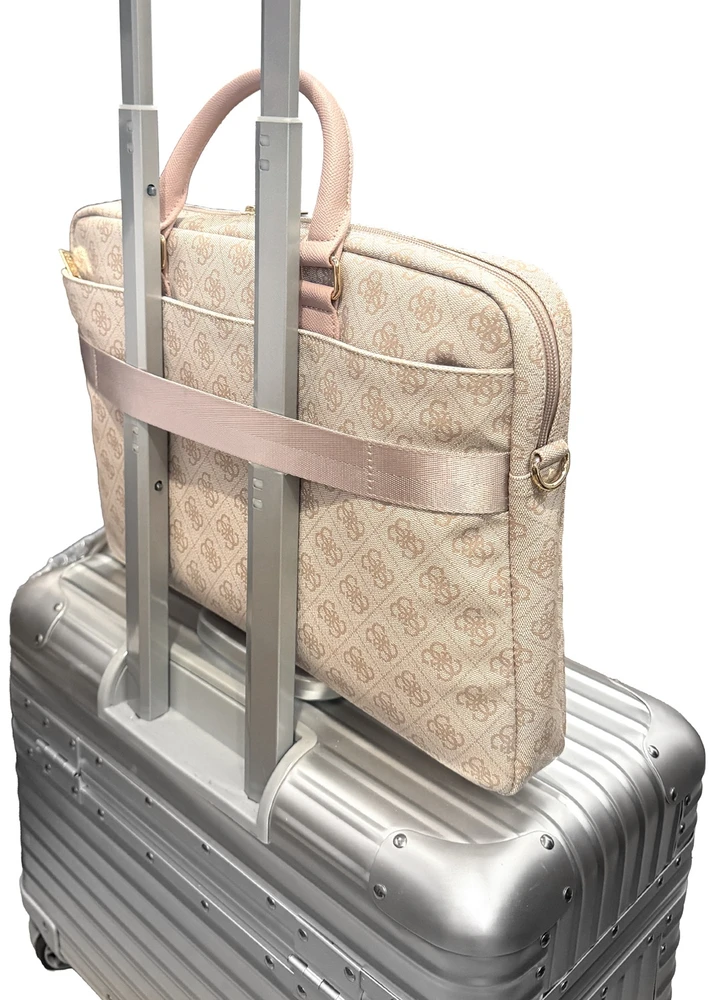 Guess PU 4G Stripe Metal Logo kompiuterio krepšys 14" rožinis