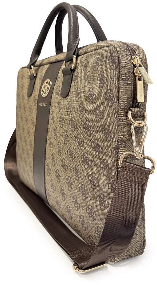 Guess PU 4G Stripe Metal Logo kompiuterio krepšys 14" rudas