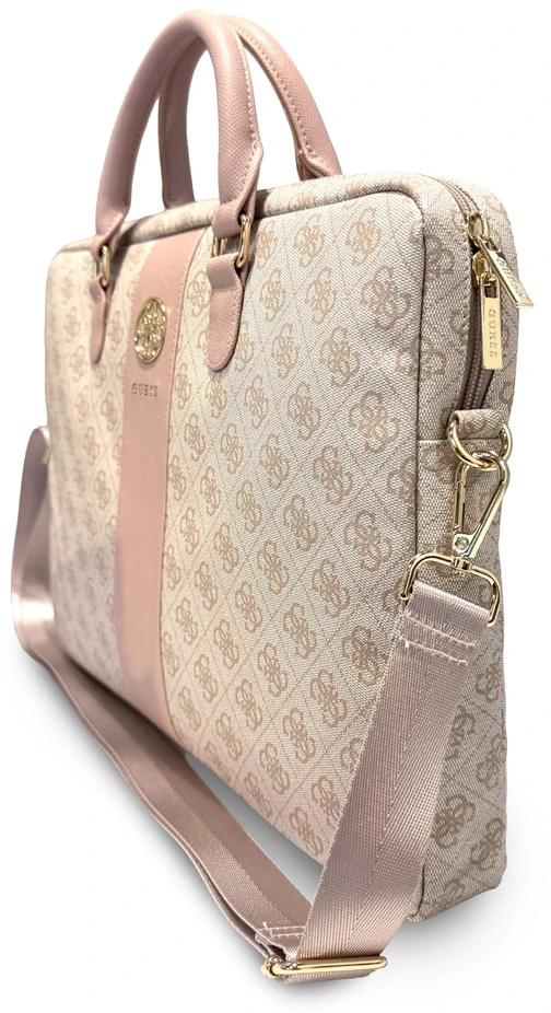 Guess PU 4G Stripe Metal Logo kompiuterio krepšys 14" rožinis