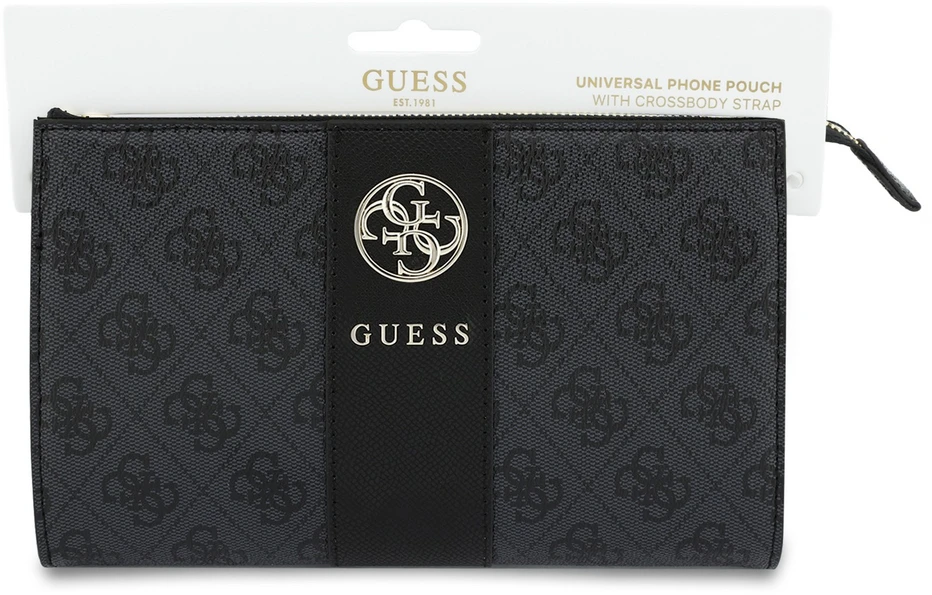 Torebka na telefon Guess 4G with Round 4G & Classic Logos Stripe juoda