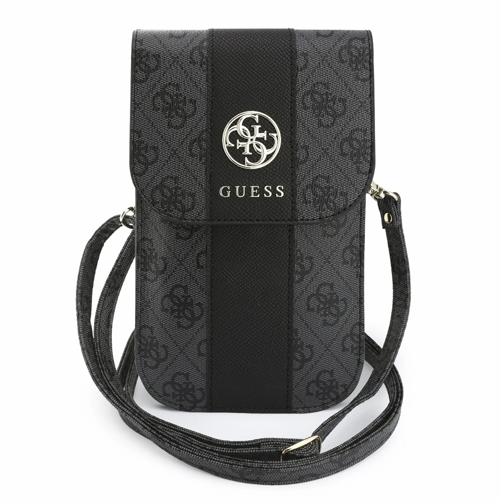 Telefono krepšys Guess 4G & Classic Logos Stripe Strap juodas