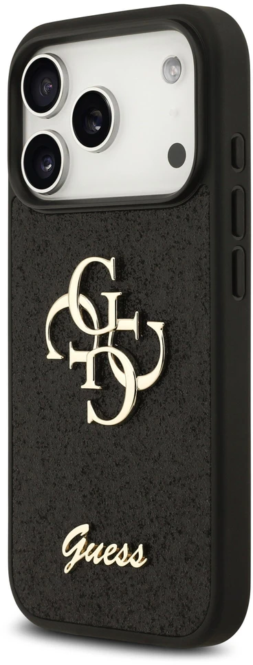 Dėklas Guess PU Fixed Glitter 4G Metal Logo Case for iPhone 18 Pro Juodas