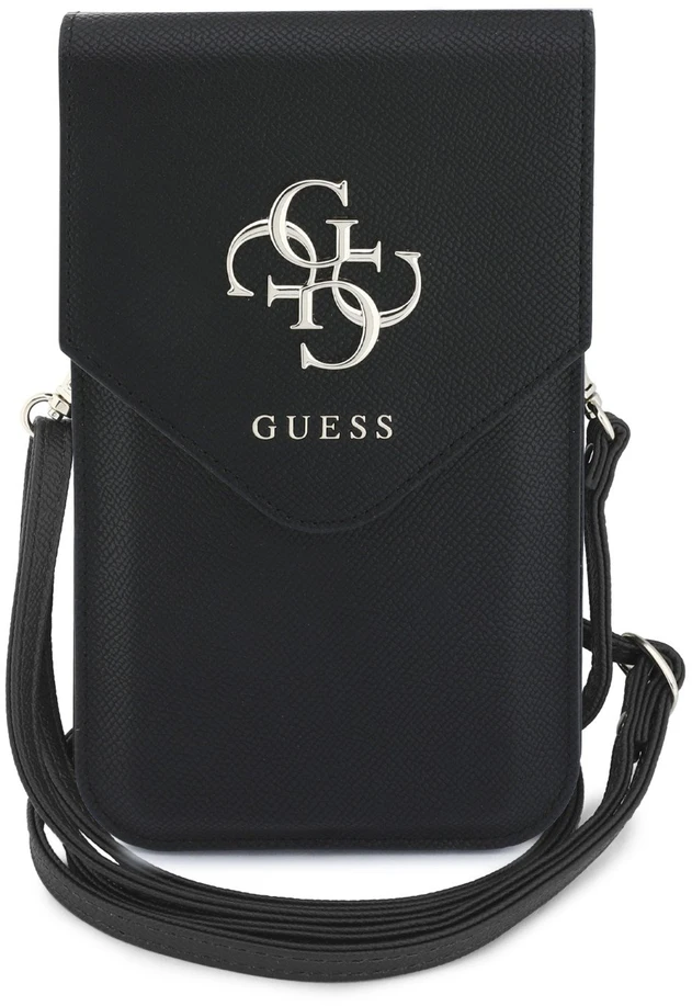 Dėklas Guess PU Grained 4G Metal Logo telefono krepšys, juodas