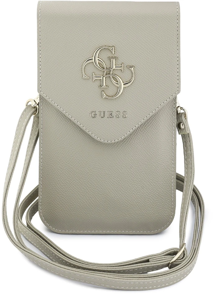 Dėklas Guess PU Grained 4G Metal Logo telefono krepšys smėlio spalvos
