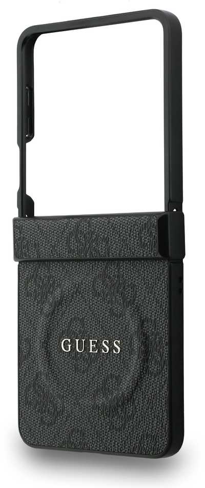 Guess 4G Classic MagSafe dėklas, skirtas Samsung Galaxy Z Flip7, juodos spalvos