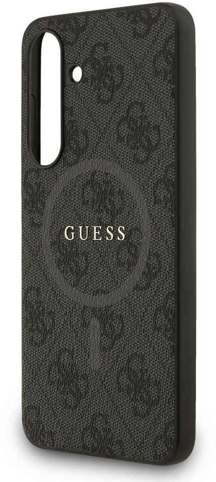 Guess 4G Ring Classic Logo MagSafe dėklas skirtas Samsung Galaxy S25 FE juodos spalvos