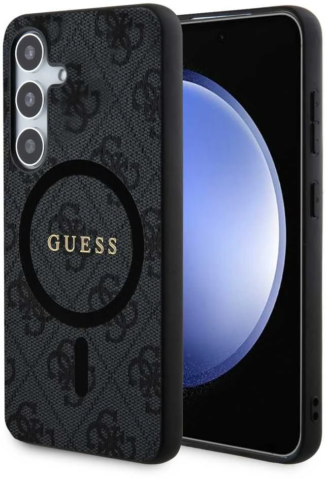Guess 4G Collection Leather Metal Logo MagSafe – dėklas skirtas Samsung Galaxy S24 juodas
