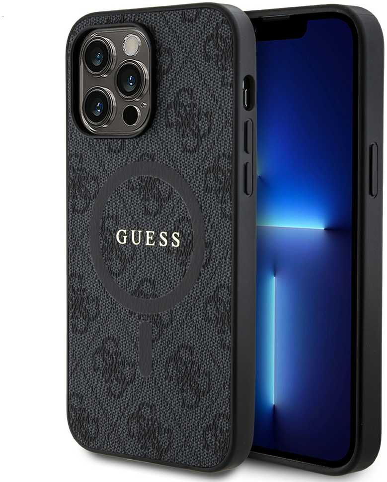 Dėklas Guess GUHMP14XG4GFRK iPhone 14 Pro Max 6.7" juodas/juodas hardcase 4G Collection Leather Metal Logo MagSafe