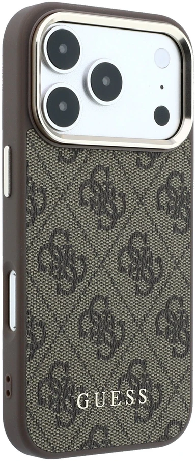 Dėklas Guess PU Leather 4G Gold Frame MagSafe Case for iPhone 18 Pro Max Brown
