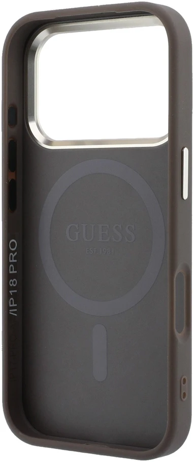 Dėklas Guess PU Leather 4G Gold Frame MagSafe Case for iPhone 18 Pro Max Brown