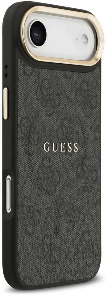 Guess PU Leather 4G Gold Frame MagSafe dėklas skirtas Apple iPhone 17 Air juodos spalvos
