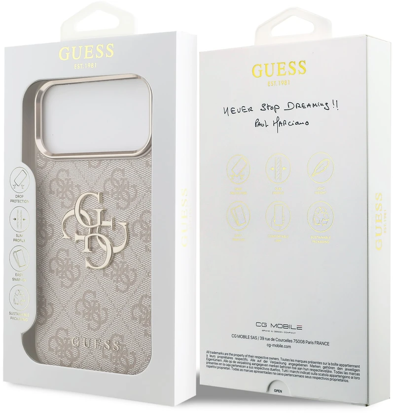 Dėklas Guess 4G Big 4G Classic Logo do iPhone 18 Pro Max / 17 Pro Max rožinė auksinė