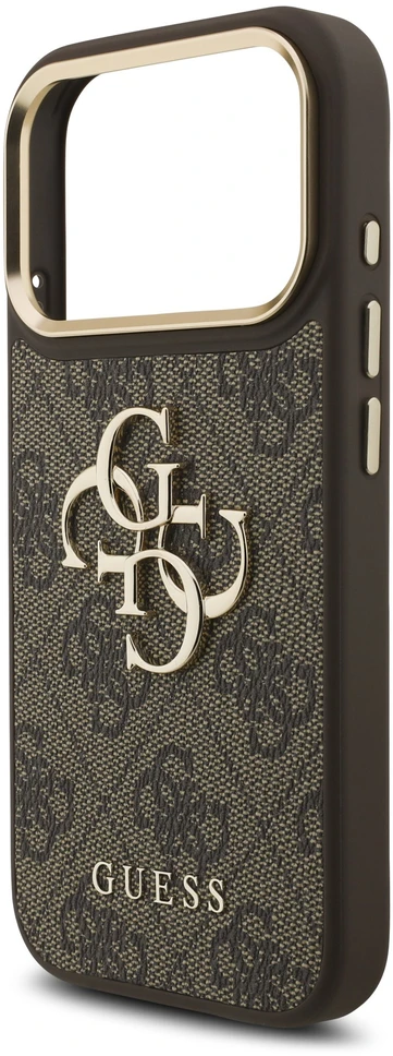 Dėklas Guess 4G Big 4G Classic Logo do iPhone 18 Pro / 17 Pro ruda auksinė