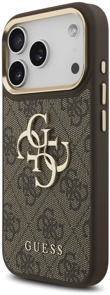 Dėklas Guess 4G Big 4G Classic Logo do iPhone 18 Pro / 17 Pro ruda auksinė