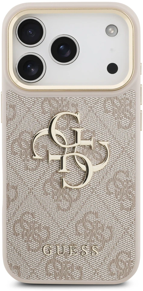 Dėklas Guess 4G Big 4G Classic Logo skirtas iPhone 18 / iPhone 17 Pro pink auksinis