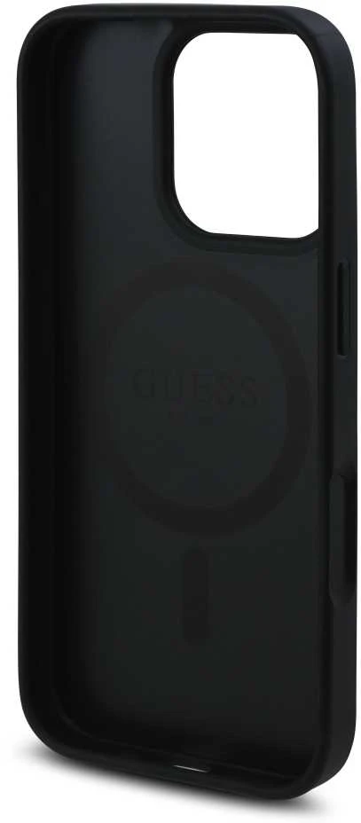 Guess GUHMP16XP4ROPEMCK Apple iPhone 16 Pro Max 6.9″ juodos spalvos kietas dėklas 4G Flowers Print MagSafe