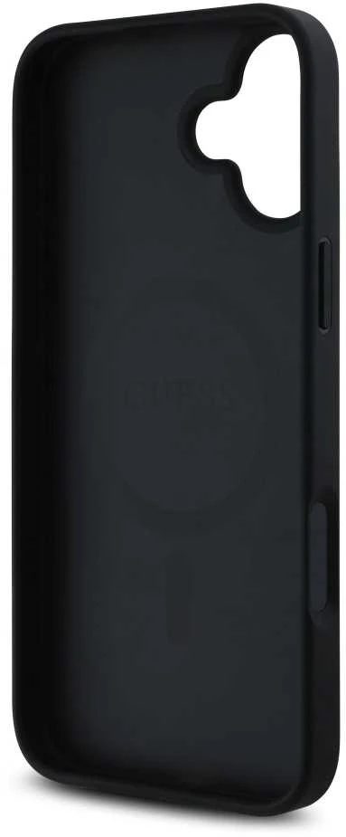 Guess GUHMP16SP4ROPEMCK iPhone 16 6.1″ juodos spalvos kietas dėklas 4G Flowers Print MagSafe