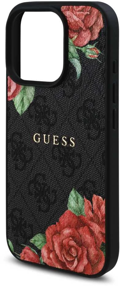 Guess GUHMP16XP4ROPEMCK Apple iPhone 16 Pro Max 6.9″ juodos spalvos kietas dėklas 4G Flowers Print MagSafe