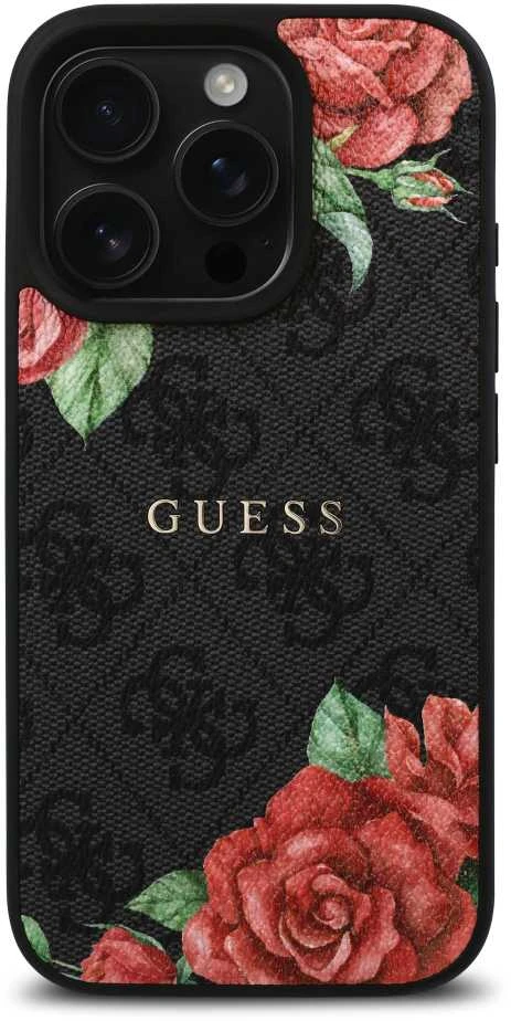 Guess GUHMP16LP4ROPEMCK Apple iPhone 16 Pro 6.3″ dėklas telefonui juodos spalvos 4G Flowers Print MagSafe
