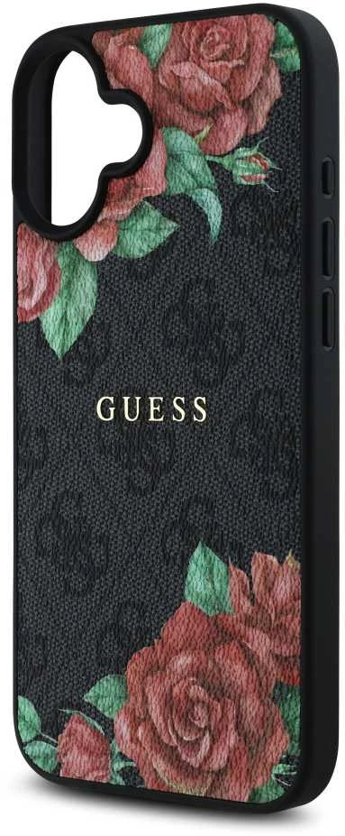 Guess GUHMP16SP4ROPEMCK Apple iPhone 16 6.1″ juodos spalvos kietas dėklas 4G Flowers Print MagSafe
