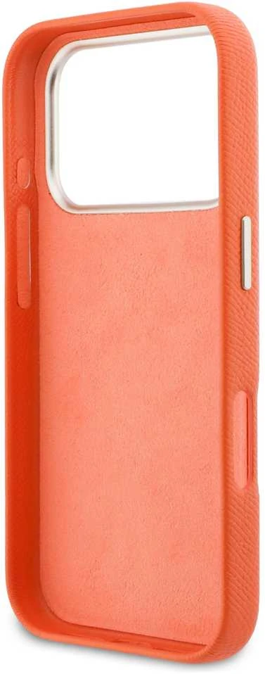 GUESS dėklas IPHONE 17 Pro GUHCP17L5PS4RGGO (PU FW Resin Logo) oranžinis