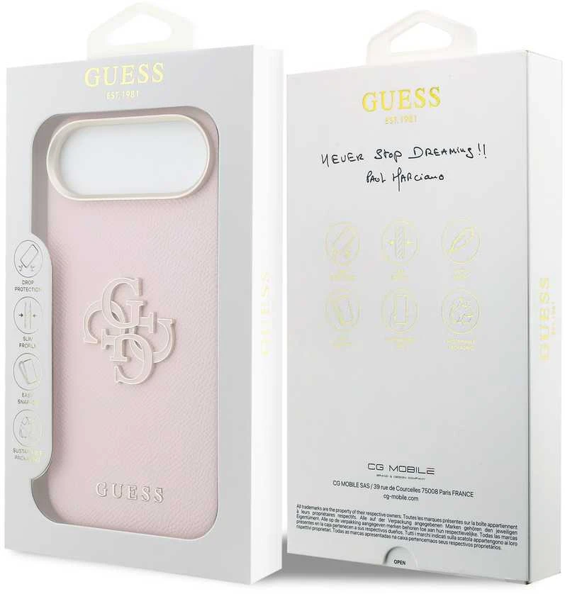 Guess PU Resin Logo dėklas skirtas Apple iPhone Air Rožinė