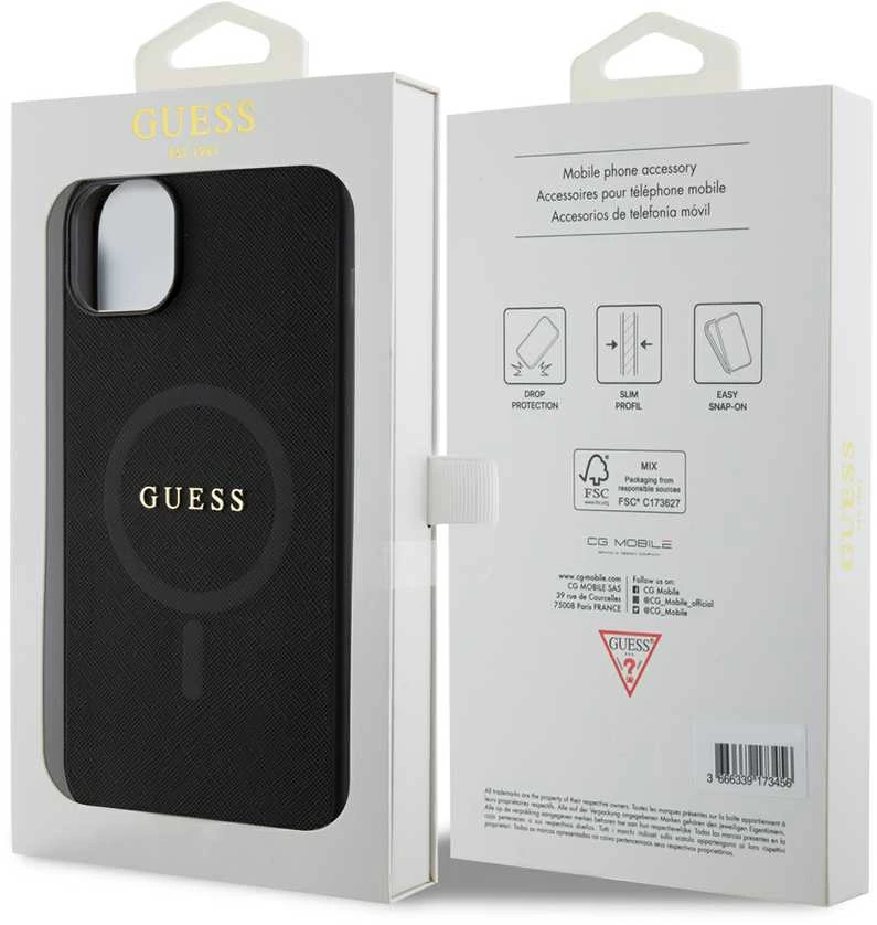 Dėklas GUESS GUHMP15MPSAHMCK IPHONE 15 PLUS / 14 PLUS 6.7 "Juodas / Juodas HARDCASE SAFFIANO MAGSAFE