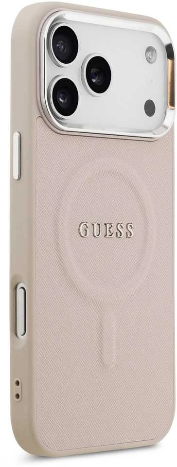 Guess PU Saffiano MagSafe dėklas skirtas Apple iPhone 17 Pro Max rožinės spalvoa